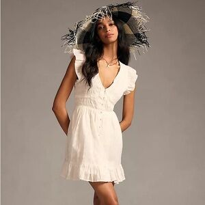 Anthropologie White Peregrine Mini Dress